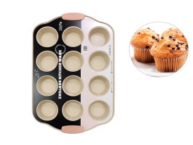 Molde 12 muffins antiadherente bicolor